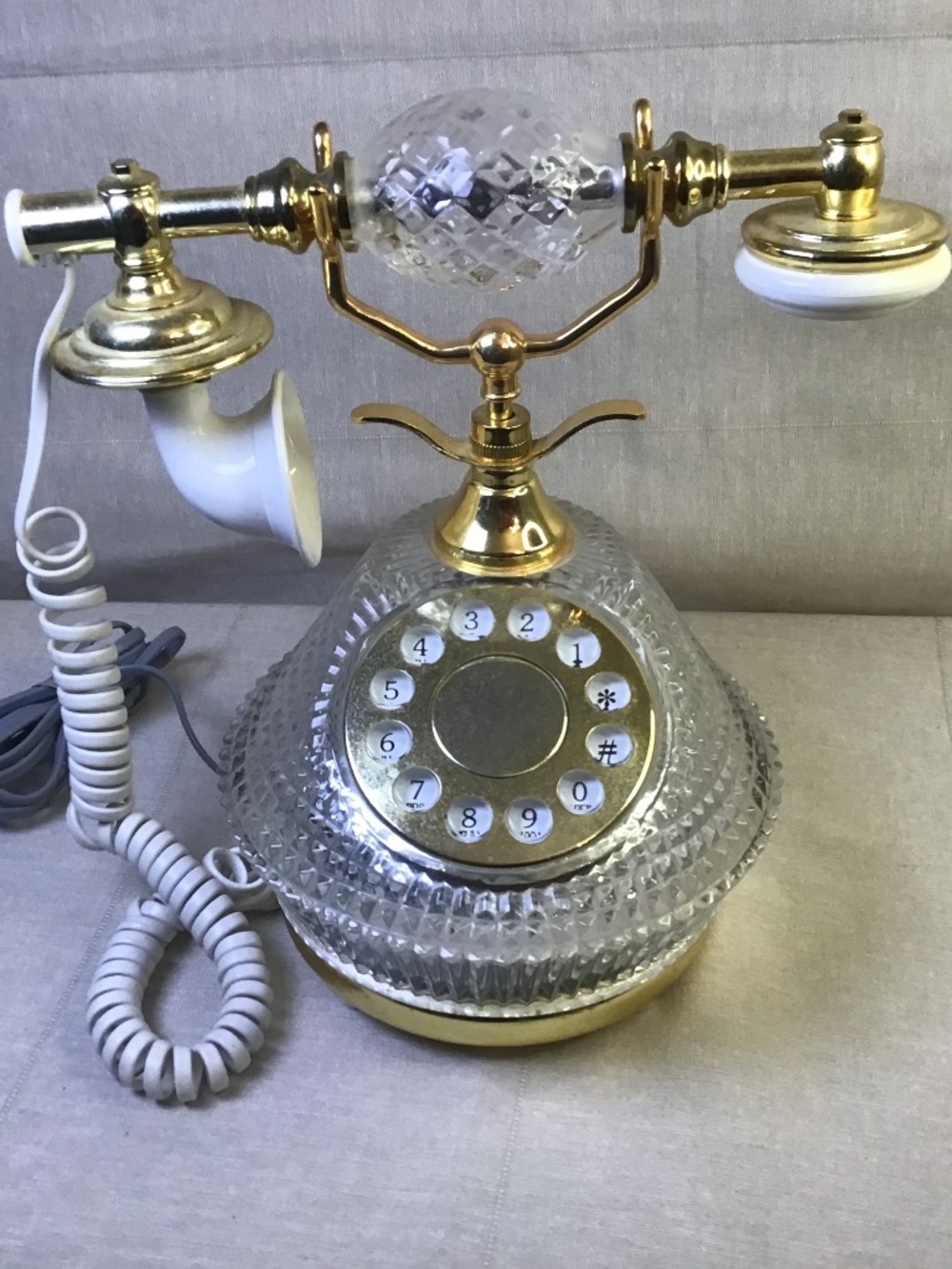 Vintage 1996 Godinger 24% Lead Crystal Landline Push Button Telephone.